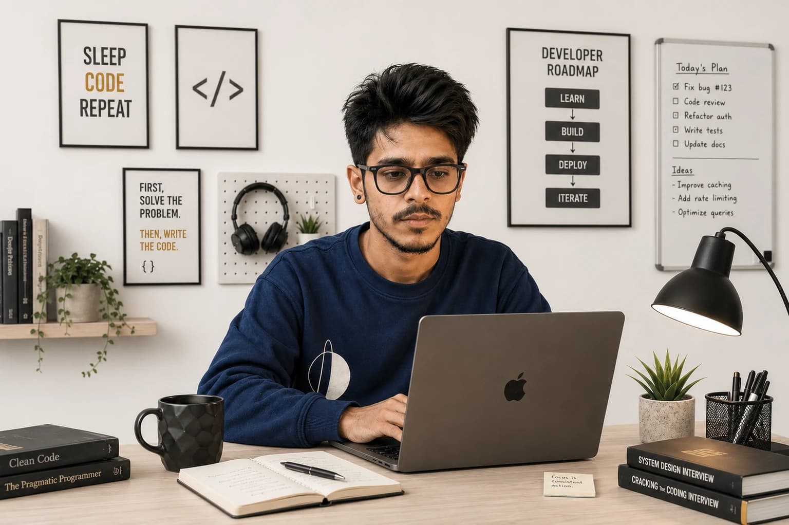 Anirban Das at his desk, shipping the day's build